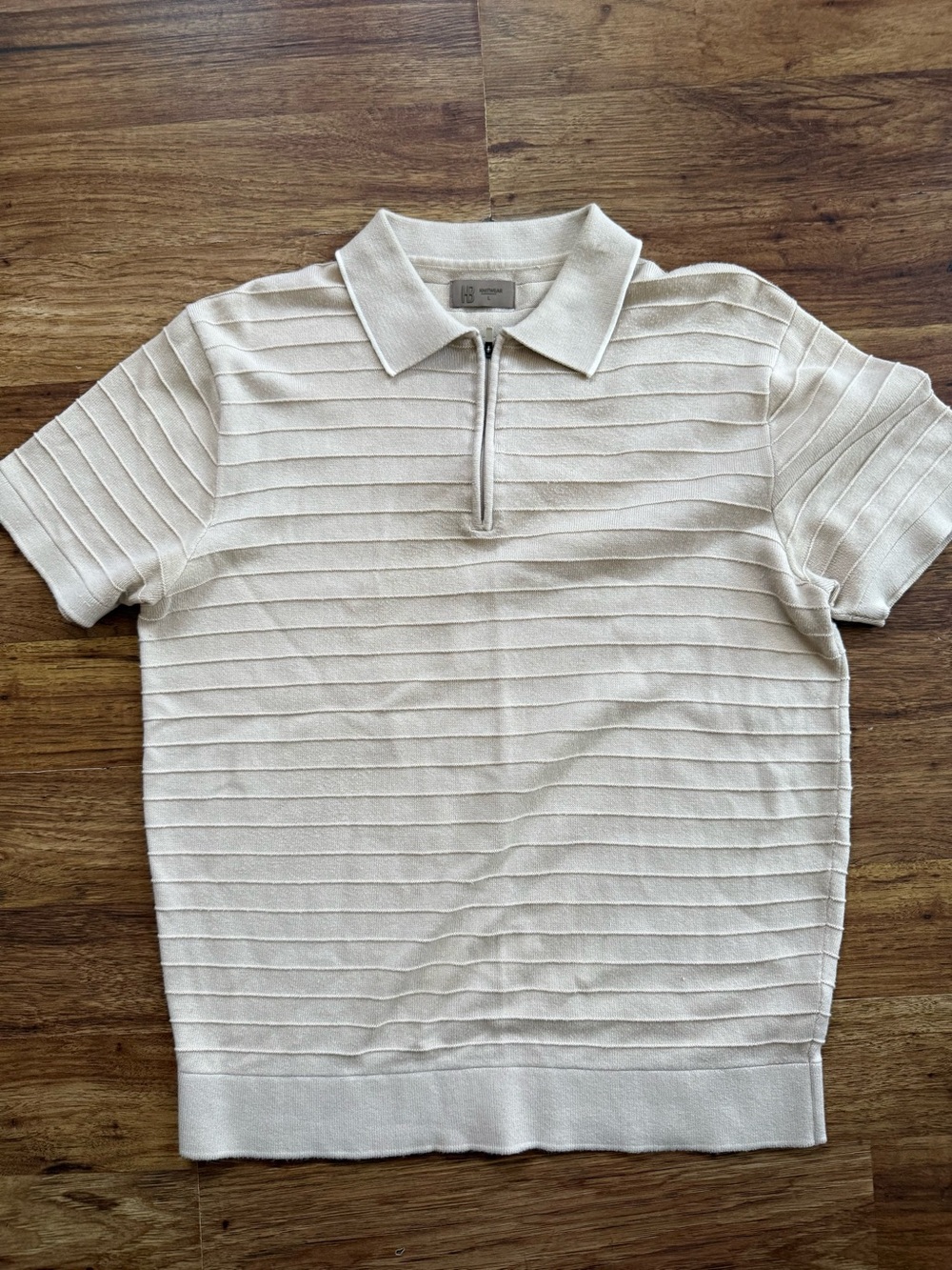 Men's Cream Short-Sleeve Zip Polo - Classic Knit